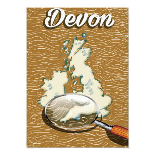 Devon map vintage travel poster