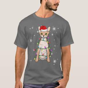 Devon Re Cat Christmas Lights Christmas Cat Santa T-Shirt