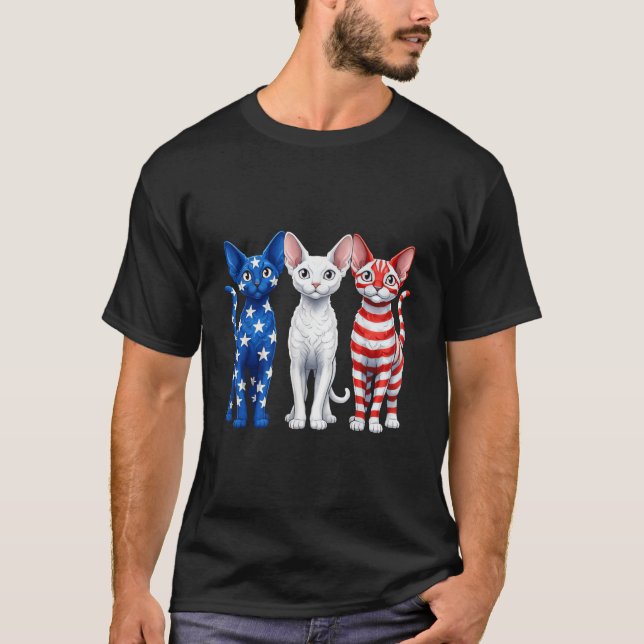 Devon Rex American Flag T-Shirt (Front)