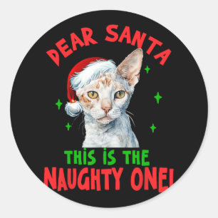 Devon Rex Cat Christmas Dear Santa This Is The Nau Classic Round Sticker