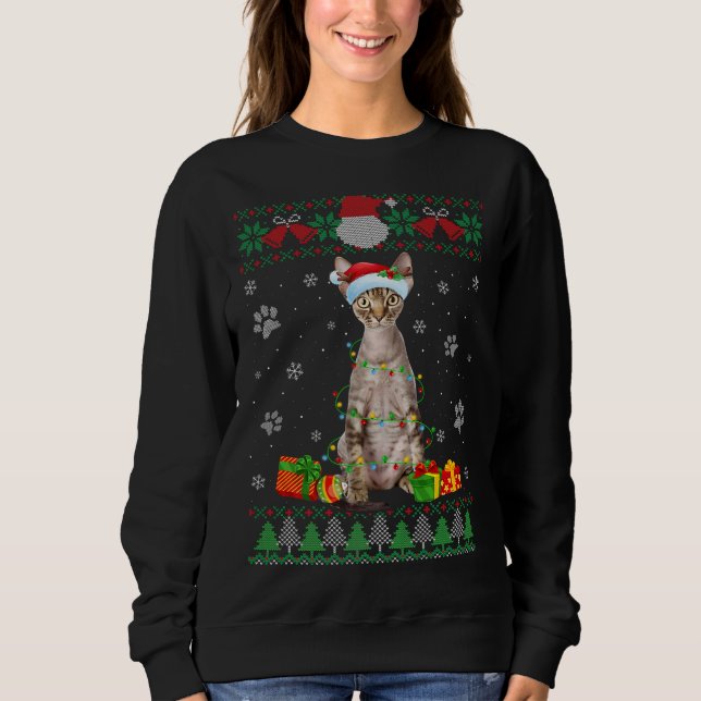 Devon Rex Cat Funny Ugly Xmas Sweater Christmas Sa (Front)