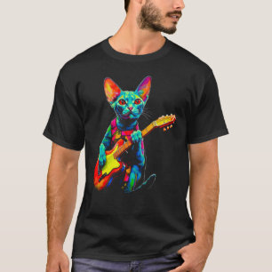 Devon Rex Cat Guitar T-Shirt
