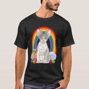 Devon Rex Cat Happy Easter Eggs Bunny T-Shirt