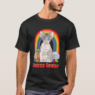 Devon Rex Cat Happy Easter Eggs Bunny T-Shirt