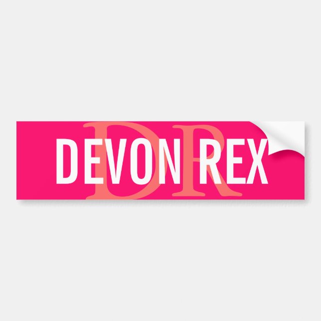Devon Rex Cat Monogram Design Bumper Sticker (Front)