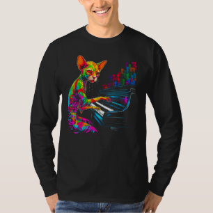 Devon Rex Cat Piano T-Shirt