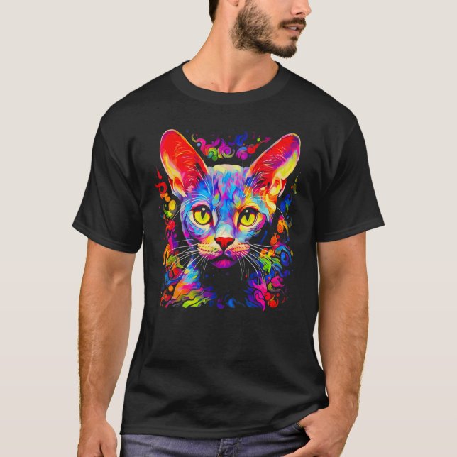 Devon Rex Cat Pop Art T-Shirt (Front)