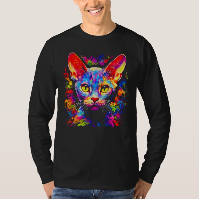Devon Rex Cat Pop Art T-Shirt (Front)