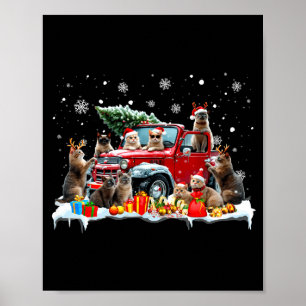 Devon Rex Cat Red Truck Christmas Tree Santa Ugly  Poster