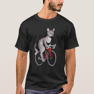 Devon Rex Cat Riding Bicycle Cute Biker Cyclist T  T-Shirt