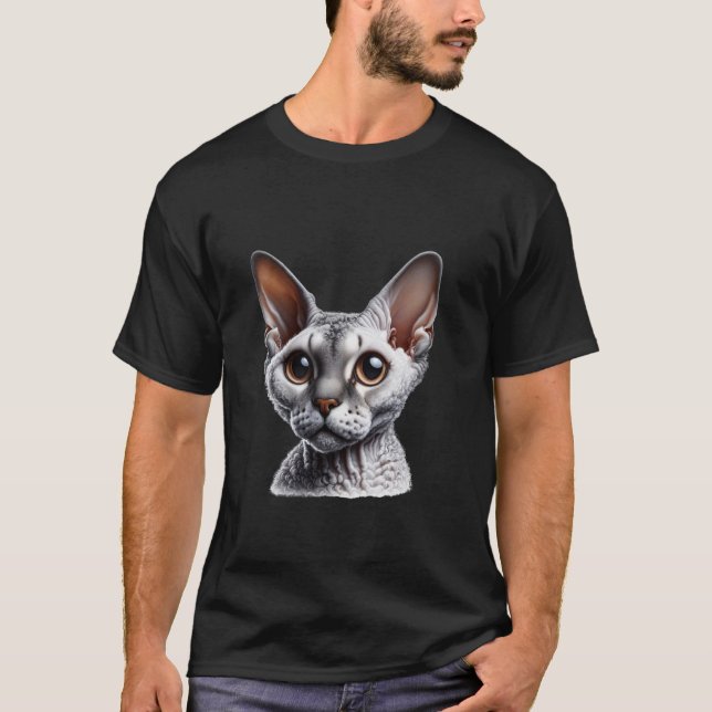 Devon Rex Cat Tee - Unique Breed Design For Feline (Front)