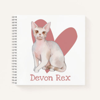 Devon Rex Cat Watercolor Kitty Pink Heart Journal