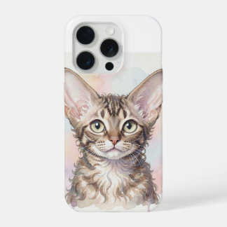 Devon Rex Cat Watercolour Portrait iPhone 15 Pro Case