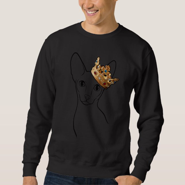 Devon Rex Cat Wearing Crown Sweatshirt (Front)