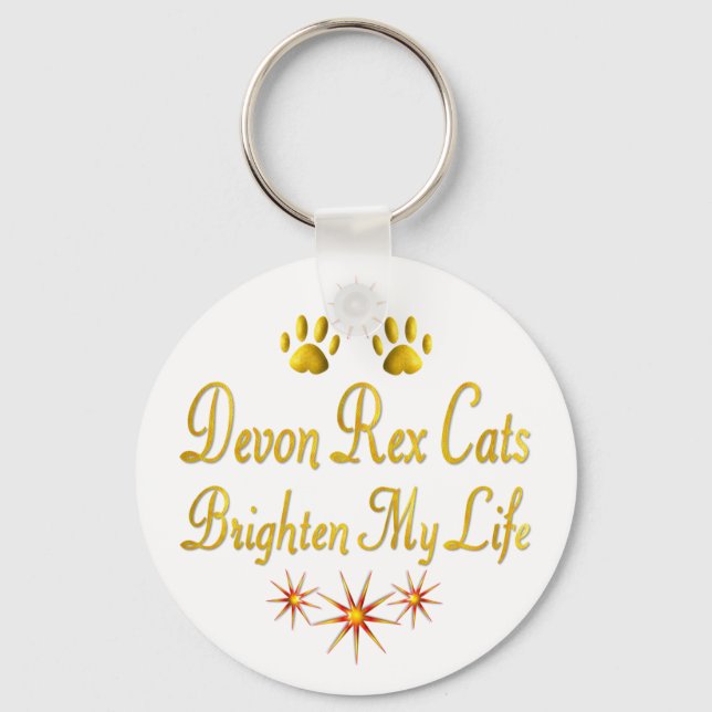 Devon Rex Cats Brighten My Life Key Ring (Front)
