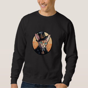 Devon Rex Gentleman in a Hat Elegant Funny Cat Sweatshirt