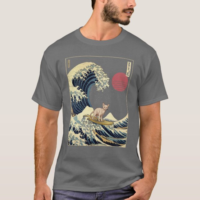 Devon Rex Kanagawa Japanese Surfing Wave T-Shirt (Front)
