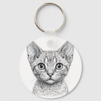 Devon Rex Kitten Keychain