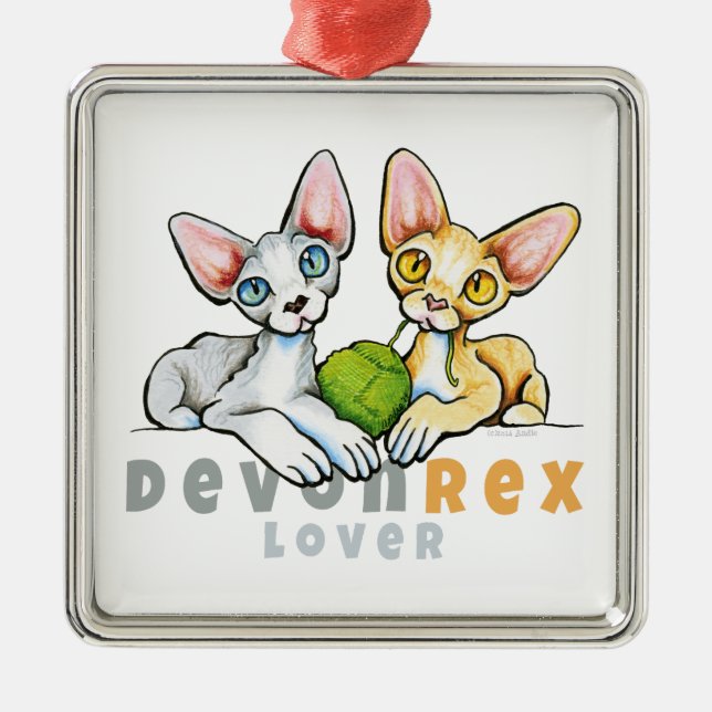 Devon Rex Lover Metal Tree Decoration (Front)