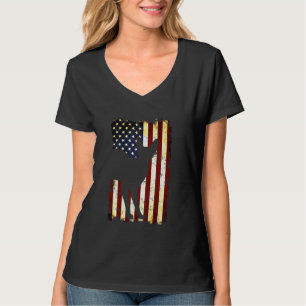 Devon Rex Silhouette American Flag 4th of July Lon T-Shirt