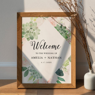 DEVON Succulent Greenery Wedding Welcome 18x24 Poster