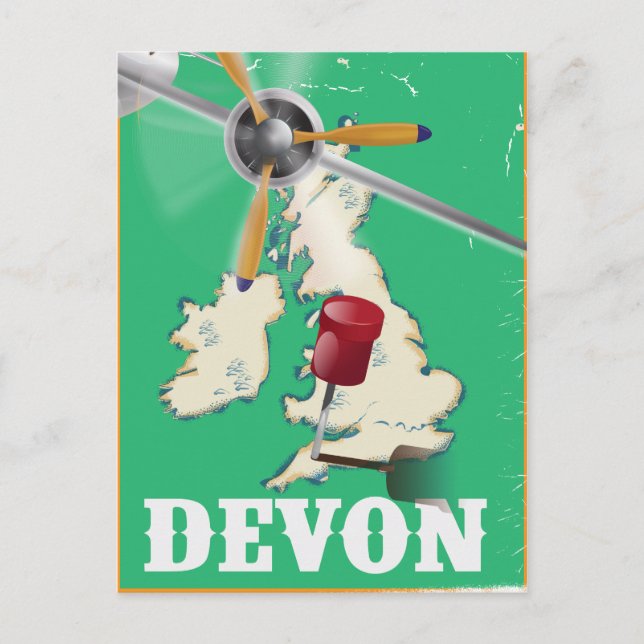 Devon vintage travel poster postcard (Front)