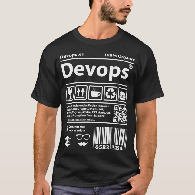 Devops Barcode programming computers source code g T-Shirt (Front)