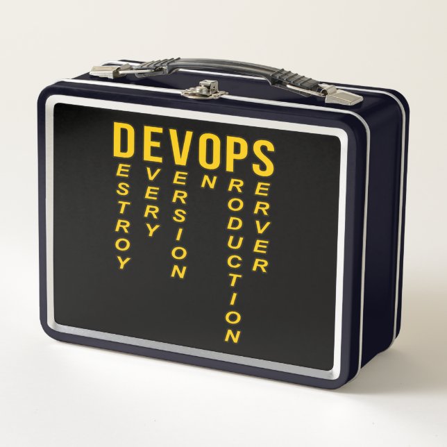 Devops Definition Technical Computer IT Programmer Metal Lunch Box (Front)