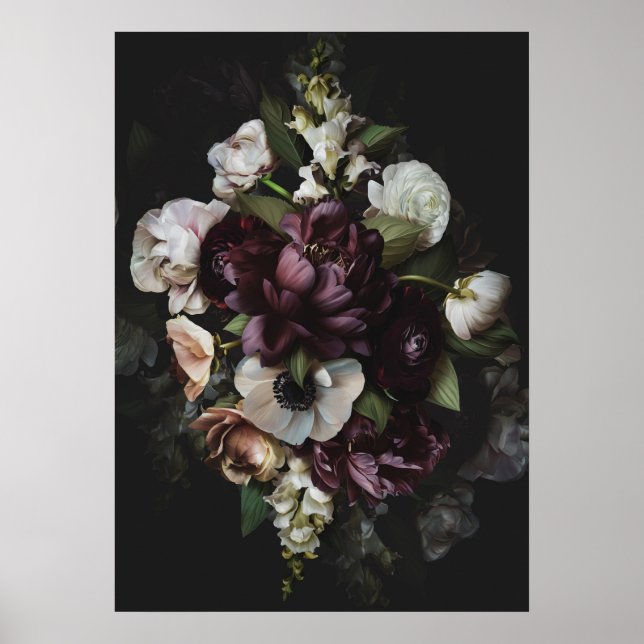 Devoted Dark Floral Poster Print (Front)