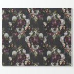 Devoted Dark Floral Wrapping Paper<br><div class="desc">A lush and decadent dark floral pattern featuring moody florals including peony,  ranunculus,  and anemone in rich purple and white.</div>