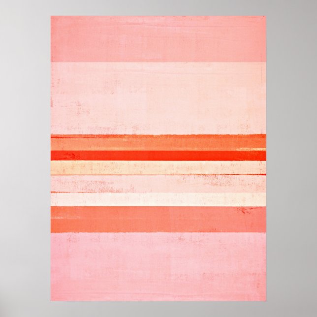 'Devoted' Pink and Orange Abstract Art Poster (Front)