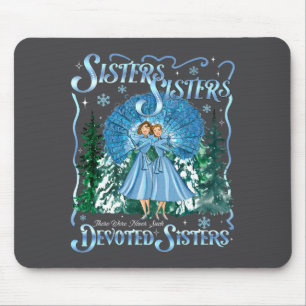 Devoted Sisters Merry Christmas White Xmas Pajamas Mouse Pad