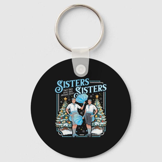Devoted Sisters White Xmas Merry Christmas Snowfla Key Ring (Front)
