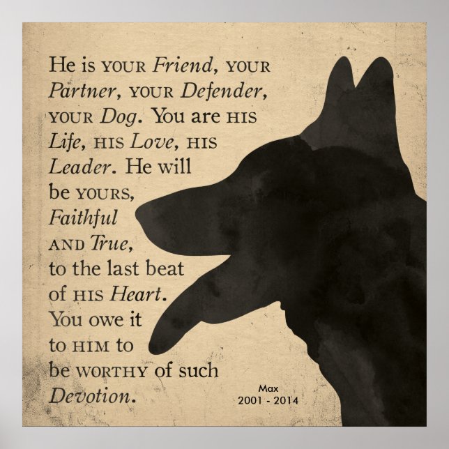 "Devotion" Vintage German Shepherd Dog Poster (Front)