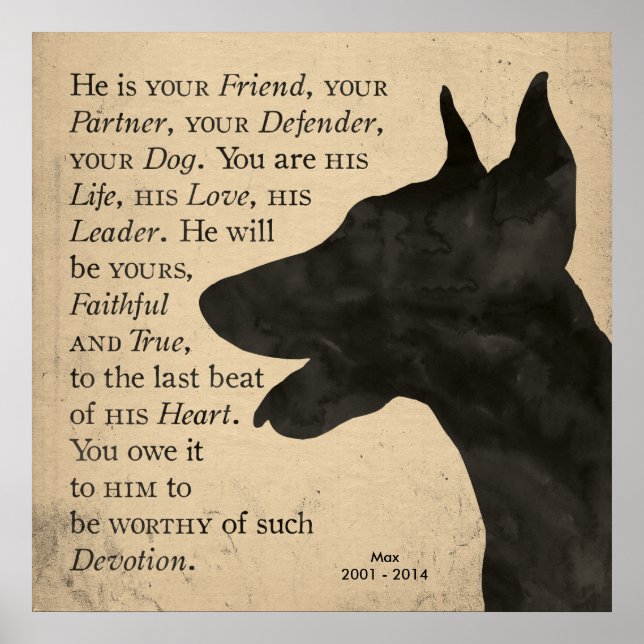 "Devotion" Vintage Style Doberman Poster (Front)