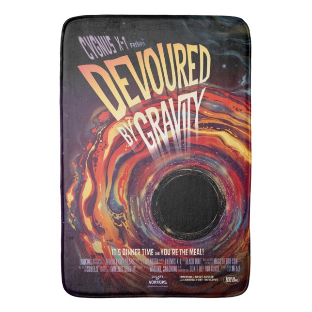 Devoured By Gravity Halloween Hole Black Horror Bath Mat (Front Vertical)