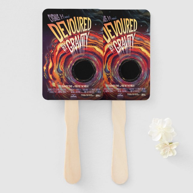 Devoured By Gravity Halloween Hole Black Horror Hand Fan (Front and Back)