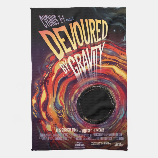 Devoured By Gravity Halloween Hole Black Horror Tea Towel (Vertical)