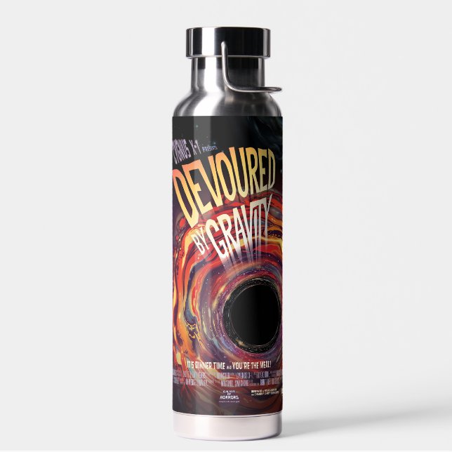 Devoured By Gravity Halloween Hole Black Horror Water Bottle (Left)