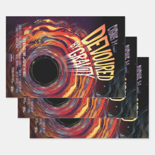 Devoured By Gravity Halloween Hole Black Horror Wrapping Paper Sheet