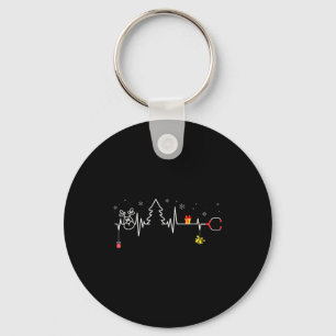 Devoxtee Christmas Tree Heartbeat Funny Christmas  Key Ring