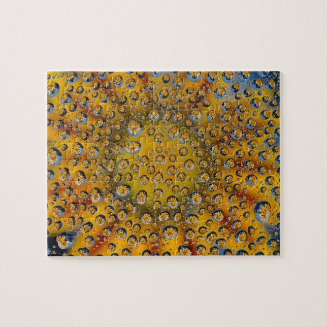 Dew Drop reflection of flower, Crescent City, Jigsaw Puzzle (Horizontal)