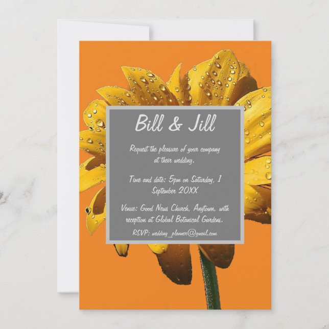 Dew Drops Daisy Wedding Invitation (Front)