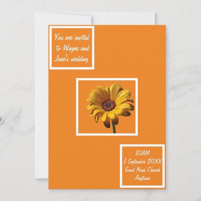 Dew Drops Daisy Wedding Invitation (Front)