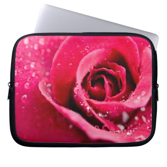 Dew Drops on Rose Electronics Bag (Front)