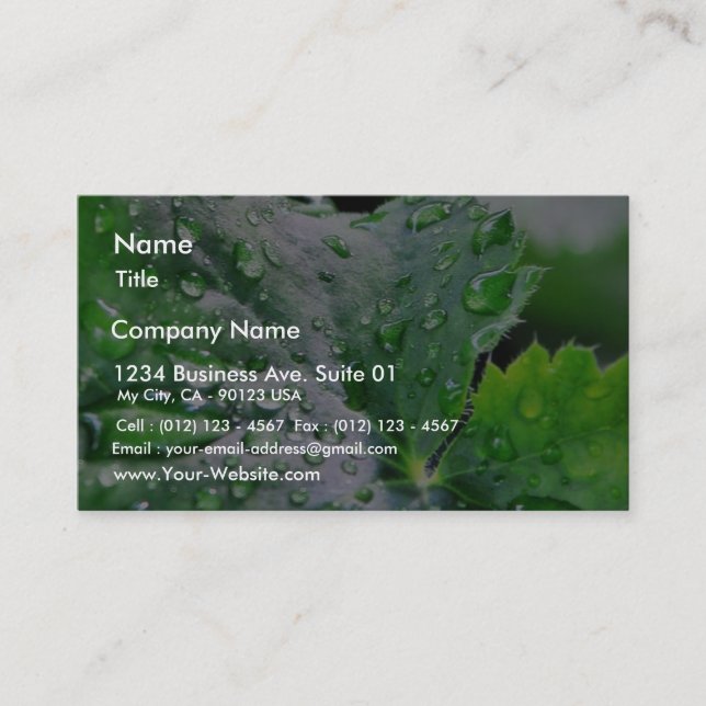 Dew Water Droplets Drops Business Card (Front)