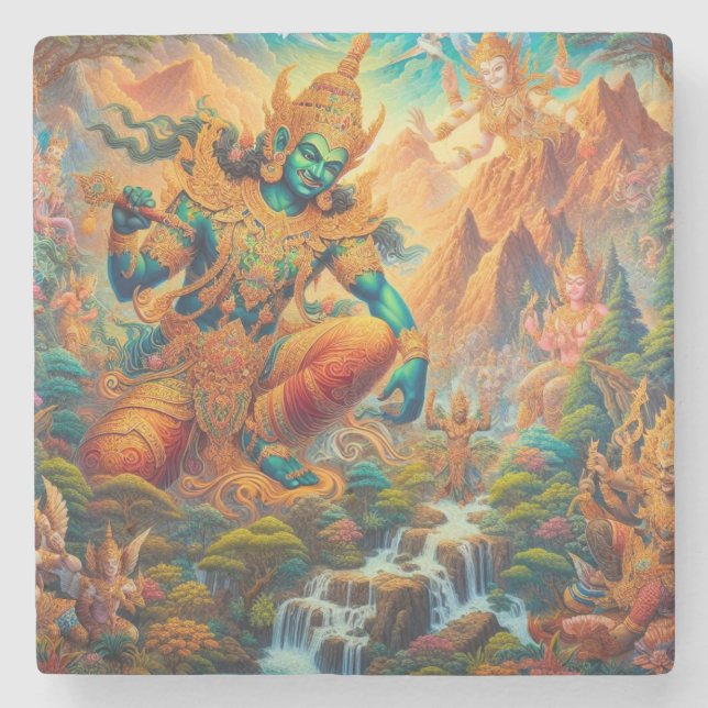 Dewa di Lembah Surgawi Stone Coaster (Front)