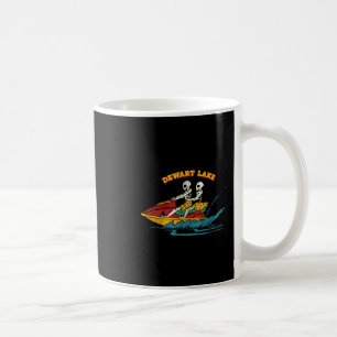 Dewart Lake Indiana Funny Skeleton Jet Ski Retro Coffee Mug