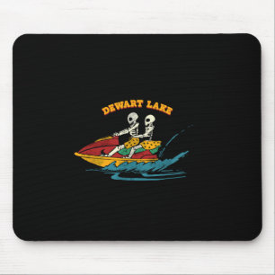 Dewart Lake Indiana Funny Skeleton Jet Ski Retro Mouse Pad