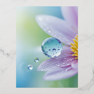 Dewdrop Nature Colourful Wildlife Serene Tranquil  Foil Holiday Postcard
